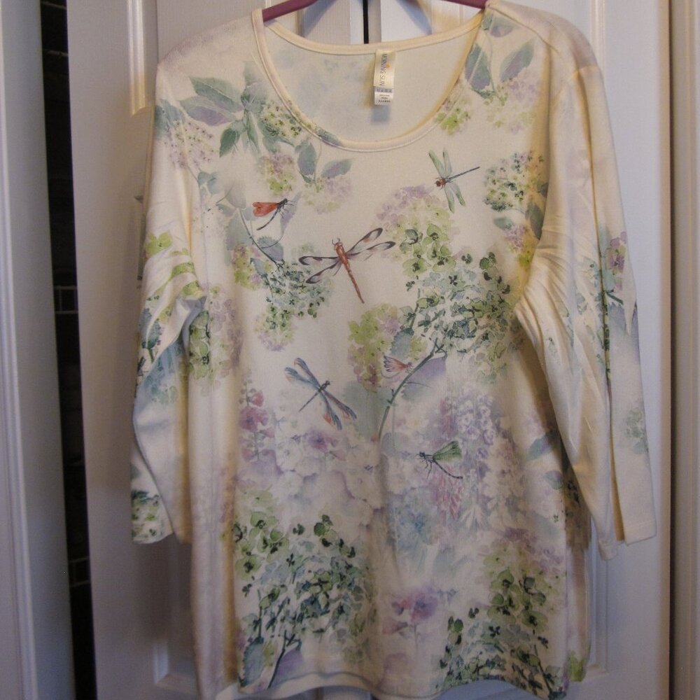 Morning Sun Dragonfly Sweater Sz XL